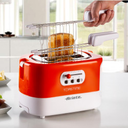 Τοστιέρα ψωμιού Ariete TOASTIME 0159/00, 700W, 2 φέτες, 3 λειτουργίες, 9 στάδια, Αφαιρούμενος δίσκος ψίχας, Πορτοκαλί