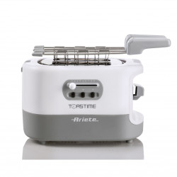 Τοστιέρα ψωμιού Ariete TOASTIME 0159/01, 700W, 2 φέτες, 3 λειτουργίες, 9 στάδια, Κινητός δίσκος για ψίχουλα, Λευκό