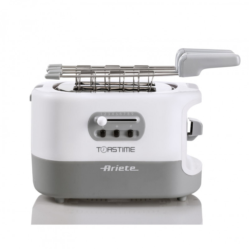 Τοστιέρα ψωμιού Ariete TOASTIME 0159/01, 700W, 2 φέτες, 3 λειτουργίες, 9 στάδια, Κινητός δίσκος για ψίχουλα, Λευκό