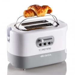 Τοστιέρα ψωμιού Ariete TOASTIME 0159/01, 700W, 2 φέτες, 3 λειτουργίες, 9 στάδια, Κινητός δίσκος για ψίχουλα, Λευκό