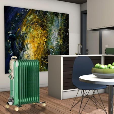 Ariete VINTAGE 0839 καλοριφέρ λαδιού, 2500W, 11 πτερύγια, 3 στάδια, Ένδειξη ισχύος, 360C περιστρεφόμενοι τροχοί, Πράσινο