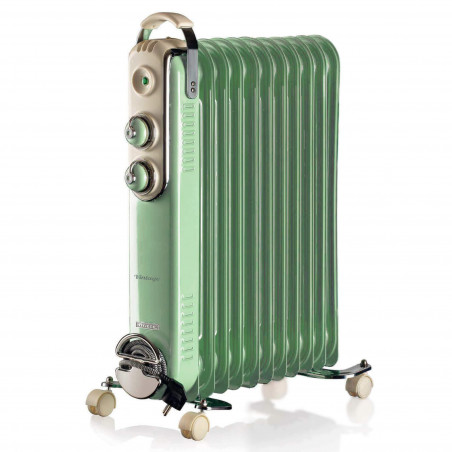 Ariete VINTAGE 0839 καλοριφέρ λαδιού, 2500W, 11 πτερύγια, 3 στάδια, Ένδειξη ισχύος, 360C περιστρεφόμενοι τροχοί, Πράσινο