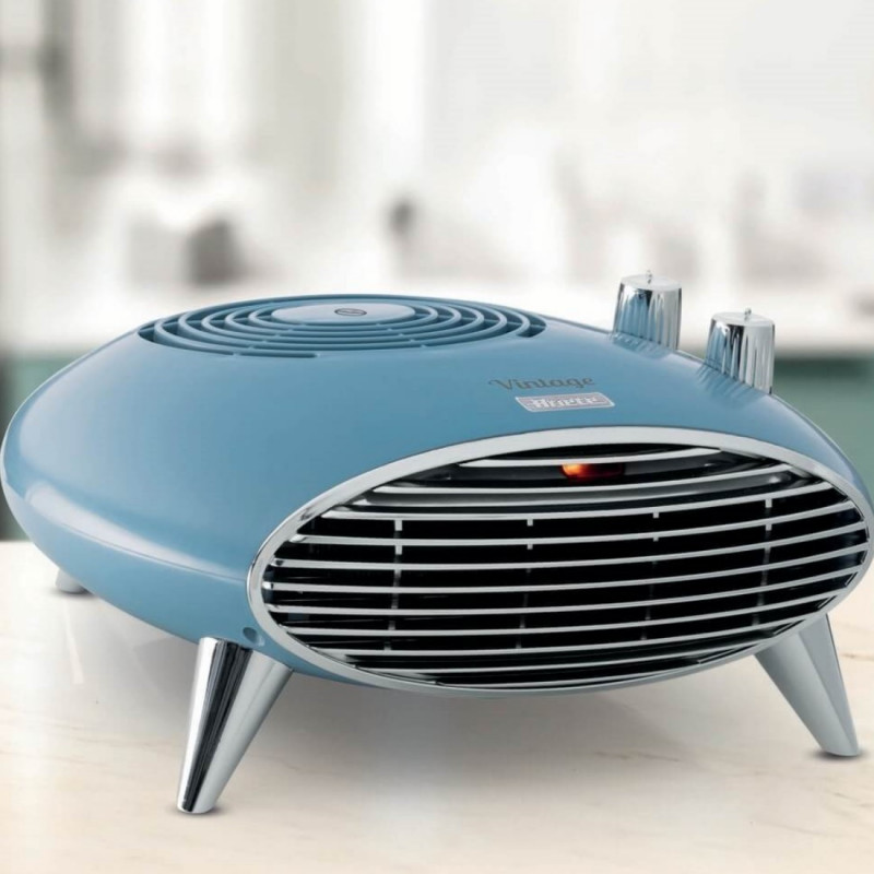 Θερμάστρα με ανεμιστήρα Ariete Vintage 2.0 8211/05, 2000W, 2 ταχύτητες, Κρύος αέρας, Θερμοστάτης, Αθόρυβη λειτουργία, Μπλε