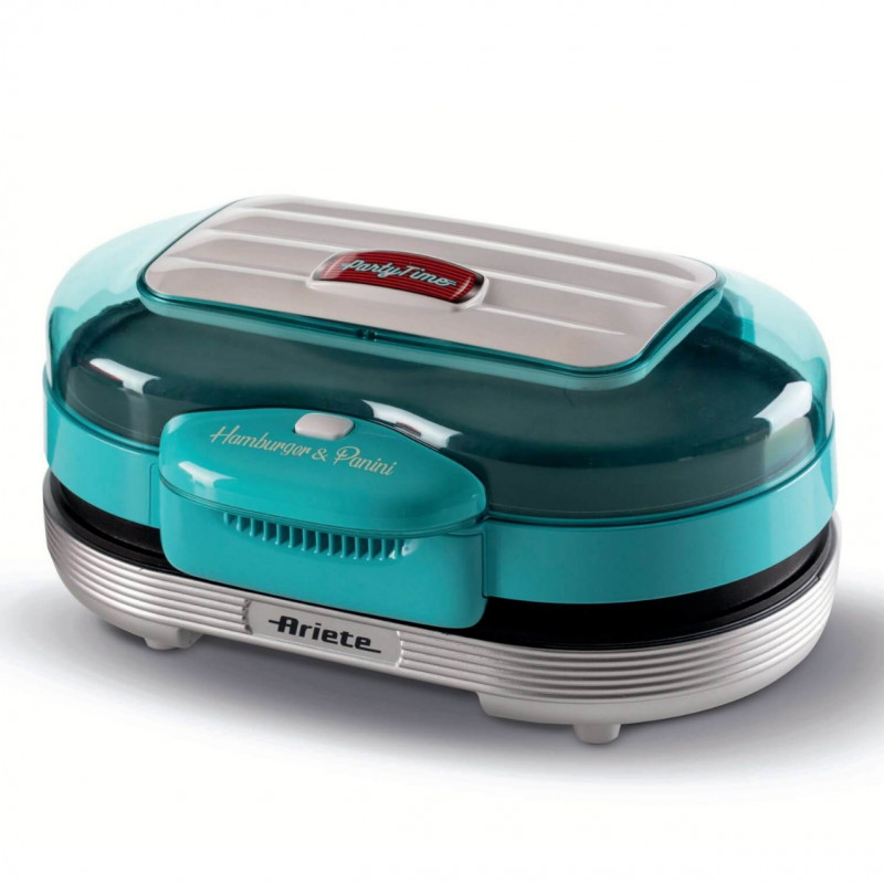 Ariete Party Time 0205/01, 1200W, 2 διαμερίσματα, Αντικολλητικές πλάκες, Αφαιρούμενος δίσκος, Τυρκουάζ