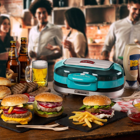 Ariete Party Time 0205/01, 1200W, 2 διαμερίσματα, Αντικολλητικές πλάκες, Αφαιρούμενος δίσκος, Τυρκουάζ