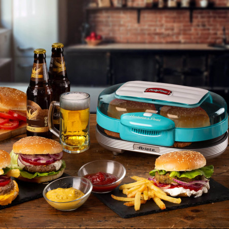 Ariete Party Time 0205/01, 1200W, 2 διαμερίσματα, Αντικολλητικές πλάκες, Αφαιρούμενος δίσκος, Τυρκουάζ