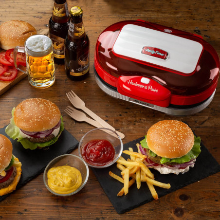Ariete Party Time 0205/00, 1200W, 2 διαμερίσματα, Αντικολλητικές πλάκες, Αφαιρούμενος δίσκος, Κόκκινο