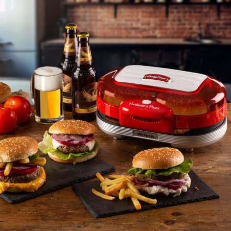 Ariete Party Time 0205/00, 1200W, 2 διαμερίσματα, Αντικολλητικές πλάκες, Αφαιρούμενος δίσκος, Κόκκινο