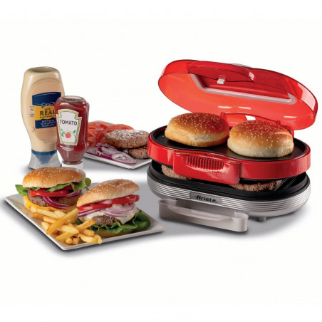Ariete Party Time 0205/00, 1200W, 2 διαμερίσματα, Αντικολλητικές πλάκες, Αφαιρούμενος δίσκος, Κόκκινο
