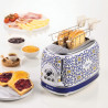 Τοστιέρα ψωμιού Ariete Capri 0155/0C, 810W, 2 φέτες, 3 λειτουργίες, 6 στάδια, Αφαιρούμενος δίσκος ψίχας, Λευκό/Μπλε