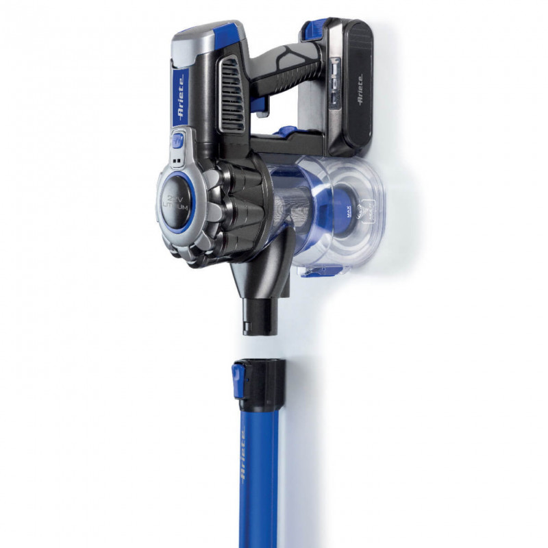 Κάθετη ηλεκτρική σκούπα Ariete SCOPA 2722/00, 120W, 1 l, 2 ταχύτητες, Μηχανοκίνητη βούρτσα με LED, Ένδειξη μπαταρίας, Μπλε