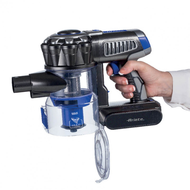 Κάθετη ηλεκτρική σκούπα Ariete SCOPA 2722/00, 120W, 1 l, 2 ταχύτητες, Μηχανοκίνητη βούρτσα με LED, Ένδειξη μπαταρίας, Μπλε