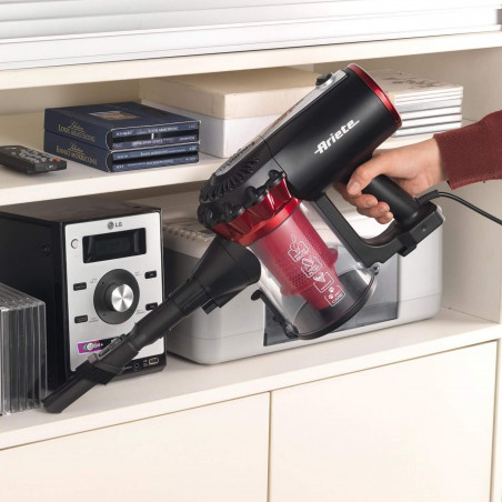 Κάθετη ηλεκτρική σκούπα Ariete HANDY FORCE 2759, 600W, 0.5 l, Μηχανοκίνητη βούρτσα, LED, HEPA, Μαύρο/κόκκινο