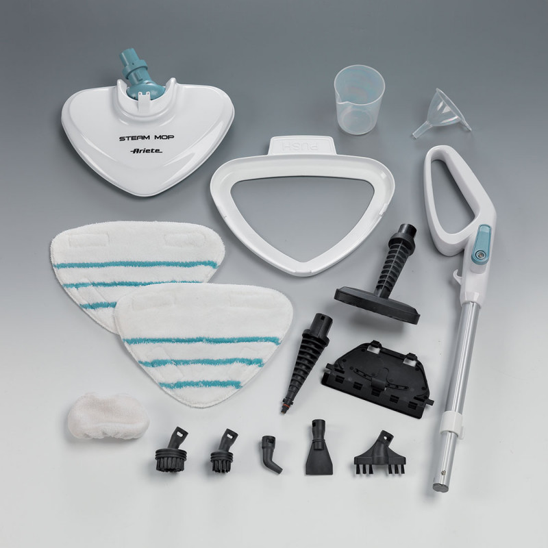 Καθαριστής ατμού Ariete STEAM MOP 4164/00 10in1, 1500 W, 350 ml, Περιστρεφόμενη κεφαλή, Αξεσουάρ, Λευκό/Μπλε