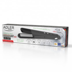 Ίσιωμα μαλλιών Adler AD 2327, 70W, Πλωτές πλάκες, Κεραμικό, Αυτονομία 50 λεπτά, 3 επίπεδα έως 200C, Μαύρο