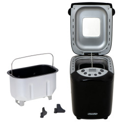 Mesko MS 6022 αρτοπαρασκευαστής, 1/1,5 kg, 850 W, 15 προγράμματα, οθόνη LCD, διπλός αναδευτήρας, κινητό καλάθι, Μαύρο