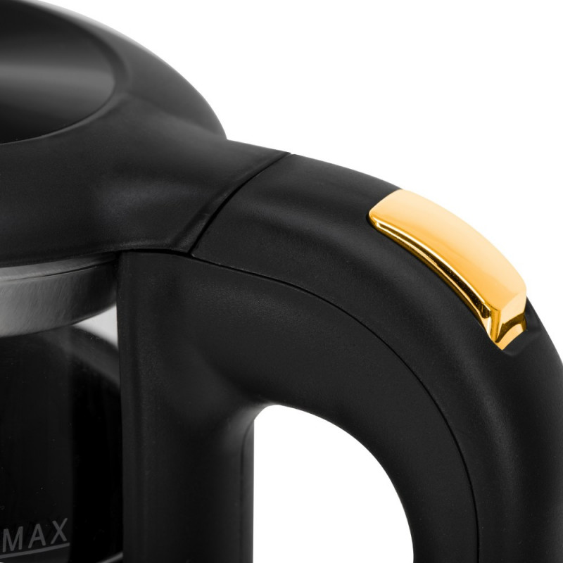 Ηλεκτρικός βραστήρας Adler AD 1305, 1850/2200 W, 1,7 l, Έλεγχος αφής, Έγχρωμη οθόνη LCD, Πέντε ρυθμίσεις θερμοκρασίας 40-100°C, Φίλτρο κατά της καθίζησης, Μαύρο/χρυσό