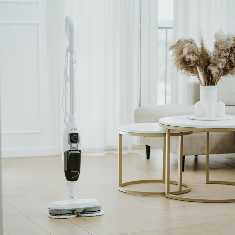 Σφουγγαρίστρα ατμού Adler AD 7052, 1300 W, 3 ρυθμίσεις, 0,550 l, 2 περιστρεφόμενες κεφαλές, 2 τρόποι λειτουργίας, Γρήγορη προθέρμανση, Λευκό