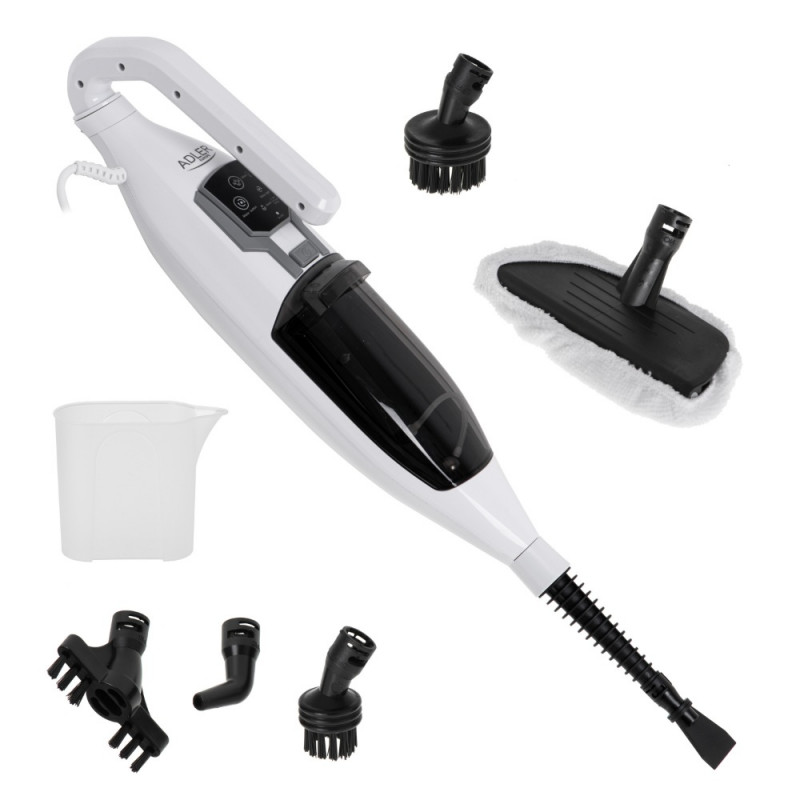 Σφουγγαρίστρα ατμού Adler AD 7052, 1300 W, 3 ρυθμίσεις, 0,550 l, 2 περιστρεφόμενες κεφαλές, 2 τρόποι λειτουργίας, Γρήγορη προθέρμανση, Λευκό