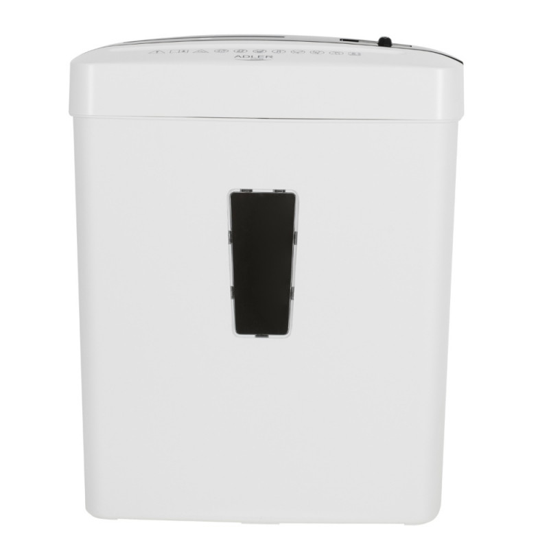 Καταστροφέας εγγράφων Adler AD 1037, 200 W, 13 L, Μέχρι 22 cm, 6 φύλλα τη φορά, Υποδοχή για CD/DVD και πιστωτικές κάρτες, Αυτόματη εκκίνηση/διακοπή, Λειτουργία αντιστροφής, 69 dB, Λευκό