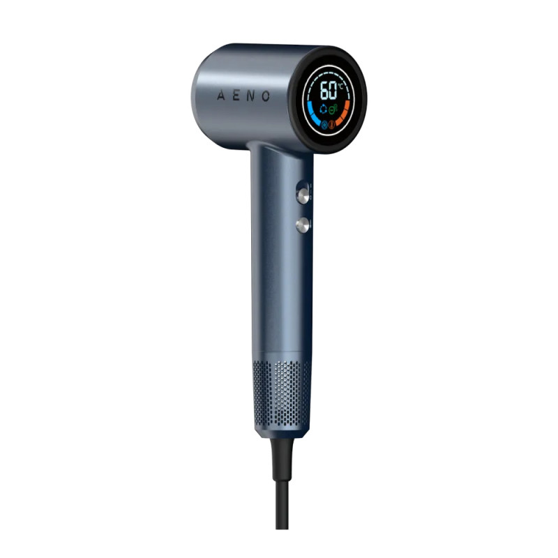 Στεγνωτήρας μαλλιών AENO HD3 AHD0003, 1500W, κινητήρας χωρίς ψήκτρες, 3 ταχύτητες, 5 επίπεδα, 68 dB, οθόνη LED, μπλε