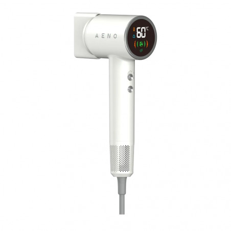 Στεγνωτήρας μαλλιών AENO HD4 AHD0004, 1500W, μοτέρ χωρίς ψήκτρες, 3 ταχύτητες, 5 επίπεδα, 68 dB, οθόνη LED, Λευκό
