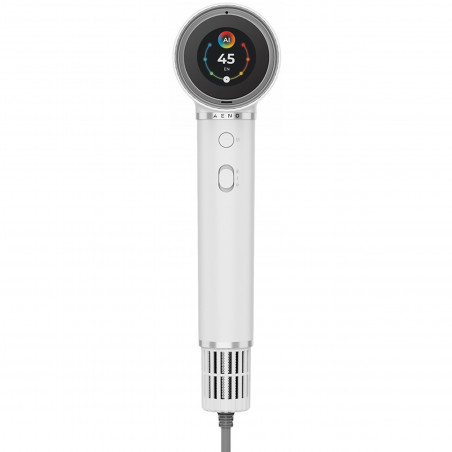 Στεγνωτήρας μαλλιών AENO HD5 AHD0005W, 1500W, Μοτέρ χωρίς ψήκτρες, 2 ταχύτητες, 3 επίπεδα, 67 dB, Λειτουργία AI, Φωνητικός έλεγχος, Λευκό