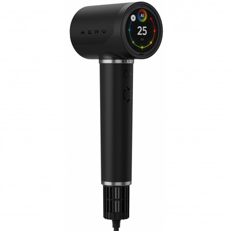 Στεγνωτήρας μαλλιών AI AENO HD5 AHD0005B, 1500W, Κινητήρας χωρίς ψήκτρες, 2 ταχύτητες, 3 επίπεδα, 67 dB, φωνητικός έλεγχος, Μαύρο