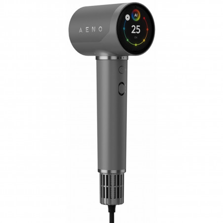 Στεγνωτήρας μαλλιών AENO HD5 AHD0005G, 1500W, Μοτέρ χωρίς ψήκτρες, 2 ταχύτητες, 3 επίπεδα, 67 dB, Λειτουργία AI, Φωνητικός έλεγχος, Γκρι