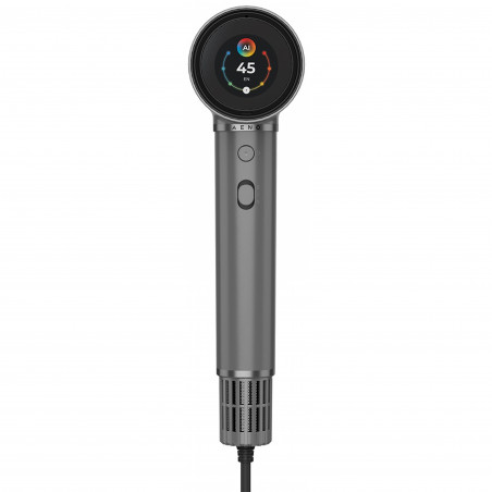 Στεγνωτήρας μαλλιών AENO HD5 AHD0005G, 1500W, Μοτέρ χωρίς ψήκτρες, 2 ταχύτητες, 3 επίπεδα, 67 dB, Λειτουργία AI, Φωνητικός έλεγχος, Γκρι