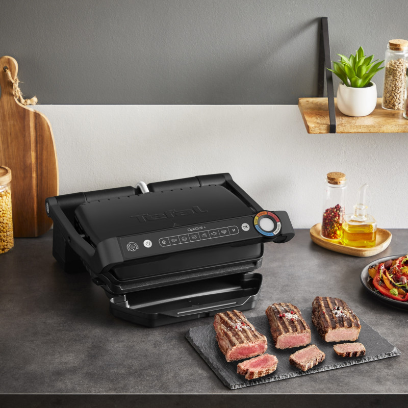 Tefal OptiGrill+ GC717810, 2000W, 6 προγράμματα, Αντικολλητική επίστρωση, Οθόνη αφής, Έξυπνη ψησταριά, Μαύρο