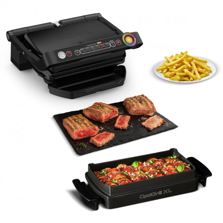Tefal OptiGrill+ Snacking&Baking GC714834, 2000W, 6 προγράμματα, Λειτουργία κατεψυγμένων τροφίμων, Αντικολλητική επίστρωση τεφλόν, Αξεσουάρ για σνακ και ψήσιμο, Μαύρο