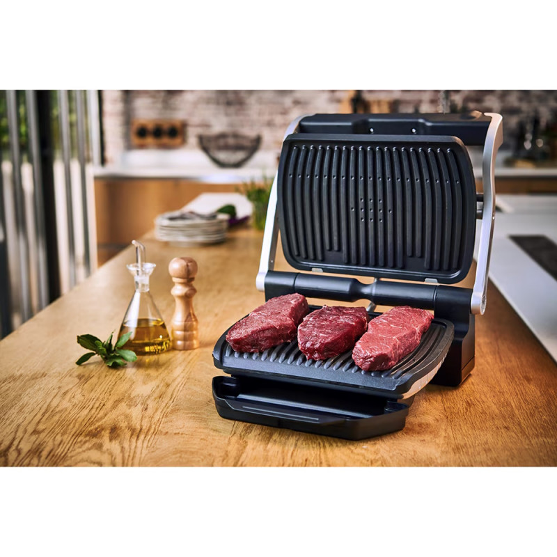 Ηλεκτρική ψησταριά Tefal OptiGrill+ Waffles GC716D12, 2000W, 6 προγράμματα, αντικολλητική επίστρωση Teflon, πλάκες βάφλας, ρύθμιση θερμοκρασίας, Max 275C, Inox