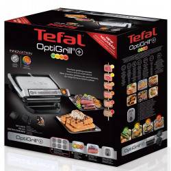 Ηλεκτρική ψησταριά Tefal OptiGrill+ Waffles GC716D12, 2000W, 6 προγράμματα, αντικολλητική επίστρωση Teflon, πλάκες βάφλας, ρύθμιση θερμοκρασίας, Max 275C, Inox