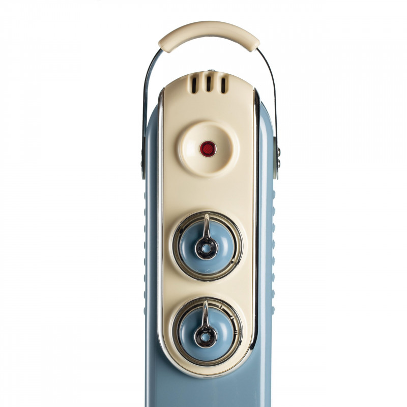 Καλοριφέρ λαδιού Ariete VINTAGE 0837/05, 1500W, 7 πτερύγια, 15 m2, 3 επίπεδα, περιστρεφόμενες ρόδες 360 μοιρών, Λαβή, Μπλε