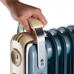 Καλοριφέρ λαδιού Ariete VINTAGE 0837/05, 1500W, 7 πτερύγια, 15 m2, 3 επίπεδα, περιστρεφόμενες ρόδες 360 μοιρών, Λαβή, Μπλε