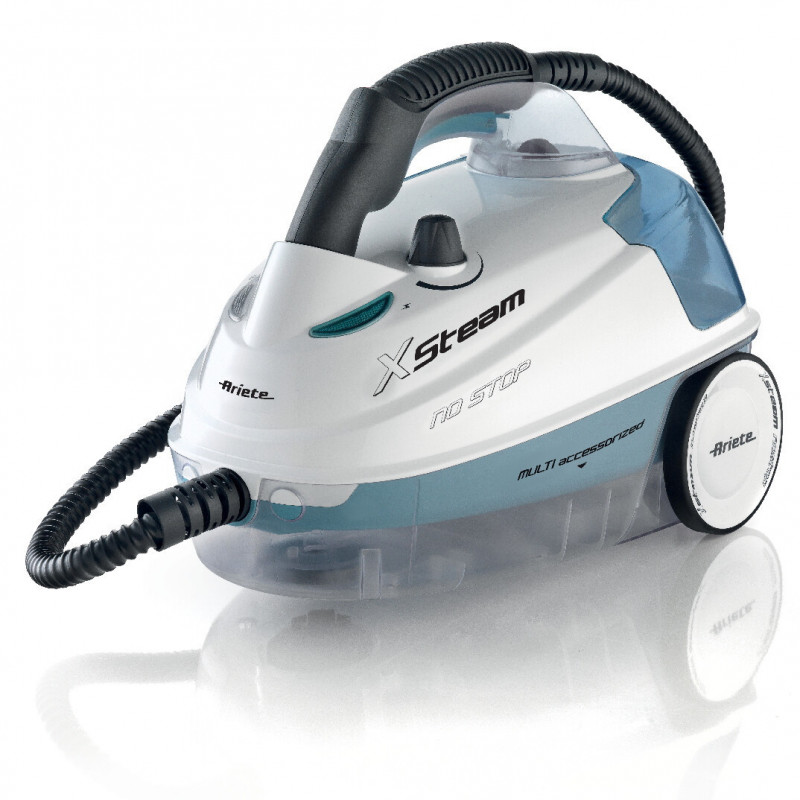 Καθαριστής ατμού Ariete XSTEAM 4147/02, 1500W, 4 bar, 0.6 l, Απολύμανση, Χωρίς ίχνη υγρασίας, Ρυθμιζόμενος ατμός, Λευκό/μπλε