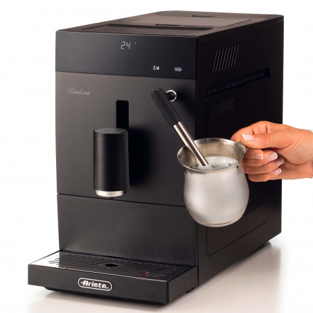 Καφετιέρα Ariete Diadema Automatica 1452/00, 1.5 l, Ενσωματωμένος μύλος, 1350W, 19 bar, Touch display, Ατμομάγειρας, Μαύρο