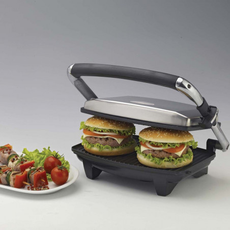 3in1 Ariete TOAST & GRILL SLIM 1911/10, Τοστιέρα, Γκριλ, Γκριλ, 1000W, 230C, Αντικολλητική επίστρωση, Ρυθμιζόμενη άνω πλάκα, Inox