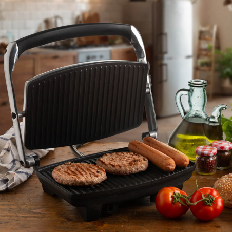 3in1 Ariete TOAST & GRILL SLIM 1911/10, Τοστιέρα, Γκριλ, Γκριλ, 1000W, 230C, Αντικολλητική επίστρωση, Ρυθμιζόμενη άνω πλάκα, Inox