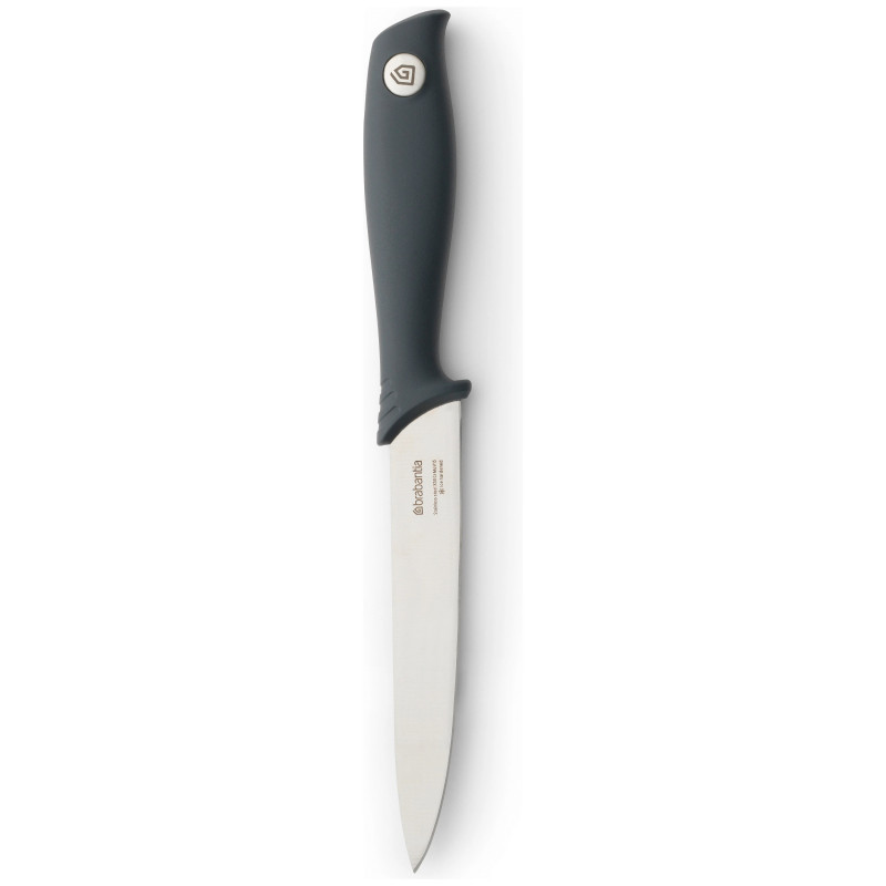 Μαχαίρι Brabantia Tasty+ 1001165, 13,3 cm, Σκληρυμένο ατσάλι, Ανθεκτικό σε γρατζουνιές και διάβρωση, Σκούρο γκρι
