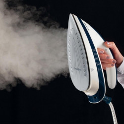 Σίδερο ατμού Ariete STEAM POWER PRO 5571/00, 2400W, 7 bar, 1.8 l, Κεραμική πλάκα, Απολιπαντής, Λειτουργία εξοικονόμησης ενέργειας, Λευκό/μπλε