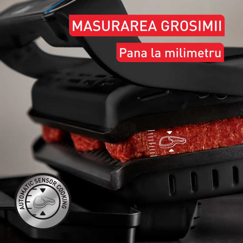 Tefal OptiGrill+ GC717810, 2000W, 6 προγράμματα, Αντικολλητική επίστρωση, Οθόνη αφής, Έξυπνη ψησταριά, Μαύρο