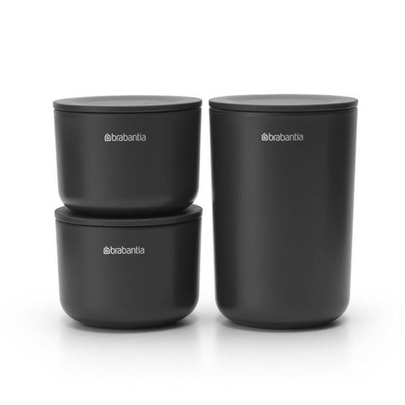 Σετ αποθήκευσης Brabantia ReNew 1004183, 3 τεμαχίων, μαλακός αντιολισθητικός πάτος, σκούρο γκρι