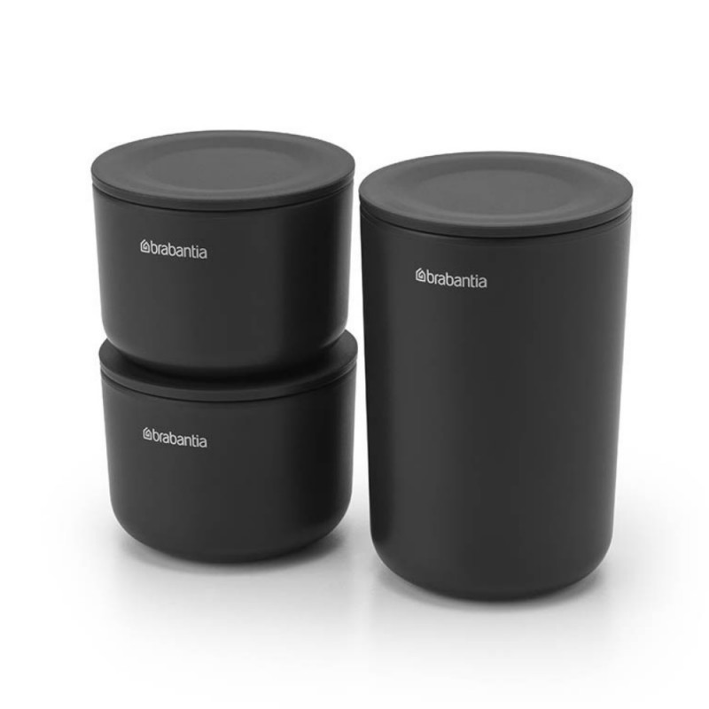 Σετ αποθήκευσης Brabantia ReNew 1004183, 3 τεμαχίων, μαλακός αντιολισθητικός πάτος, σκούρο γκρι