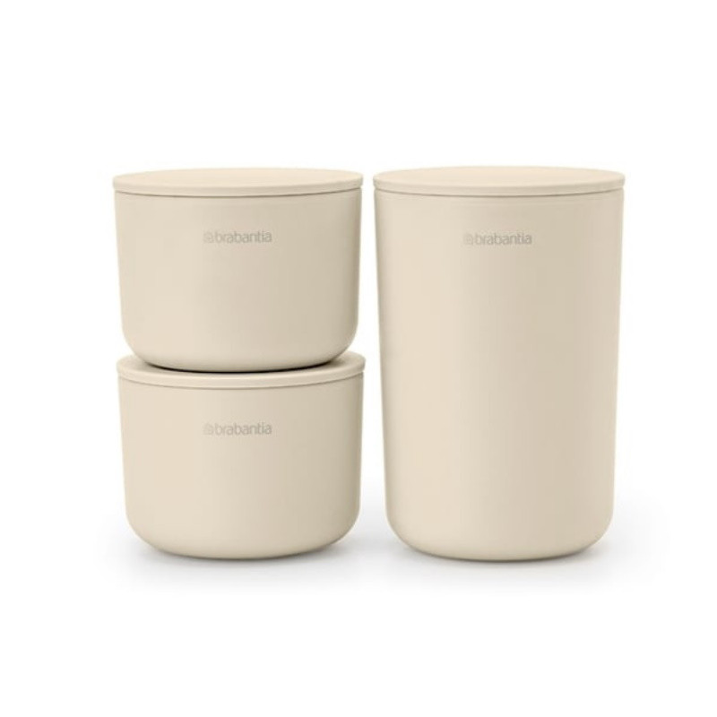 Σετ αποθήκευσης Brabantia ReNew 1006269, 3 τεμαχίων, μαλακός αντιολισθητικός πάτος, μπεζ