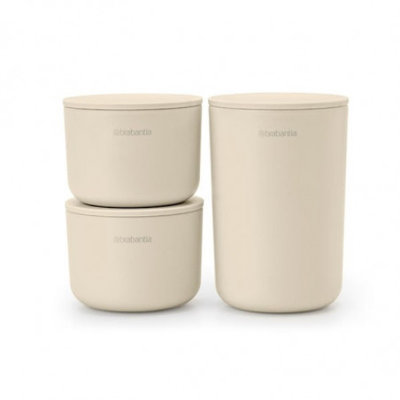 Σετ αποθήκευσης Brabantia ReNew 1006269, 3 τεμαχίων, μαλακός αντιολισθητικός πάτος, μπεζ