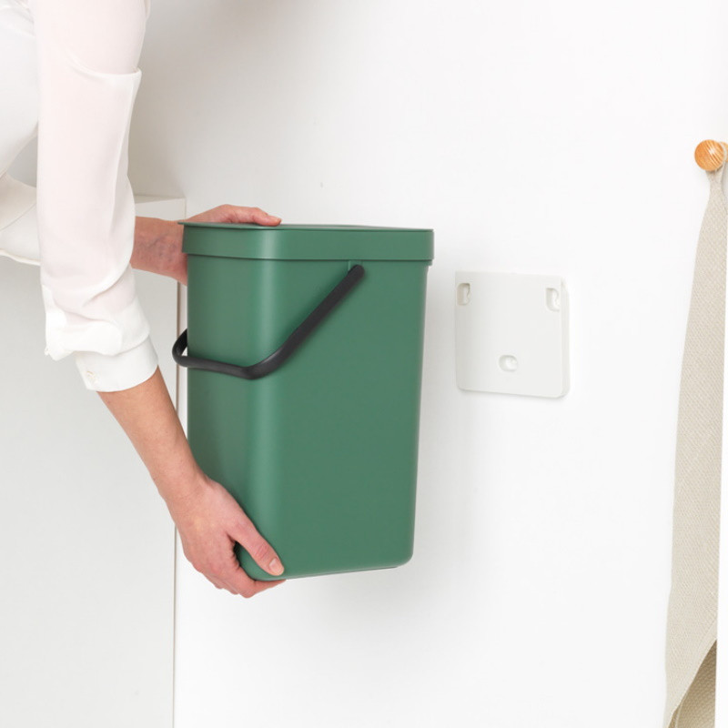 Κάδος χωριστής συλλογής απορριμμάτων Brabantia Sort&Go 1003235, 16 l, Χειρολαβή, Επιτοίχιος, Σκούρο πράσινο