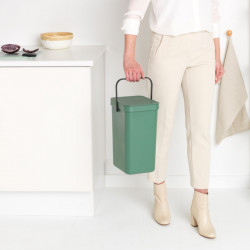 Κάδος χωριστής συλλογής απορριμμάτων Brabantia Sort&Go 1003235, 16 l, Χειρολαβή, Επιτοίχιος, Σκούρο πράσινο