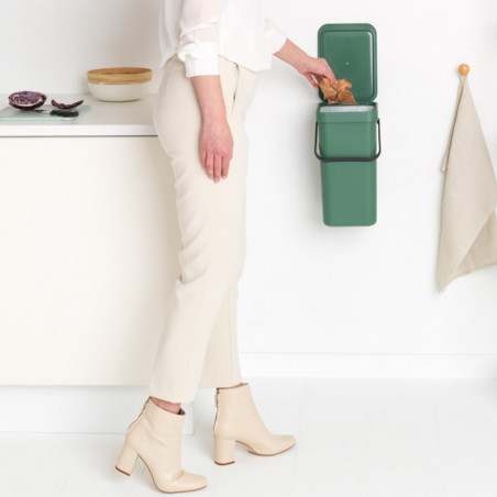 Κάδος χωριστής συλλογής απορριμμάτων Brabantia Sort&Go 1003235, 16 l, Χειρολαβή, Επιτοίχιος, Σκούρο πράσινο